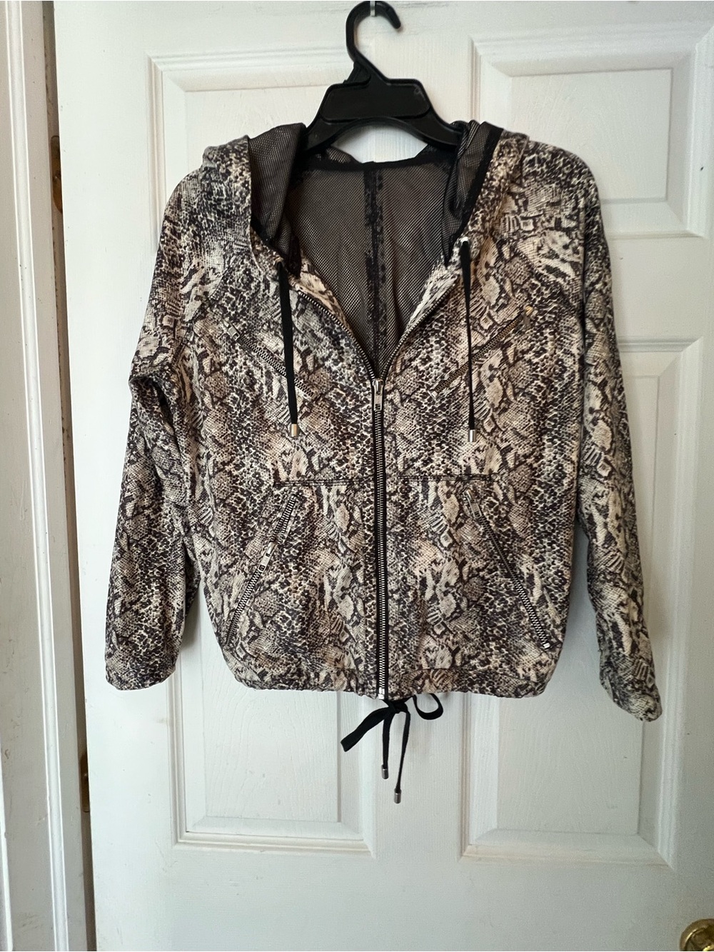 The Kooples Snake-Print Zip Hoodie Jacket - Taupe & Black